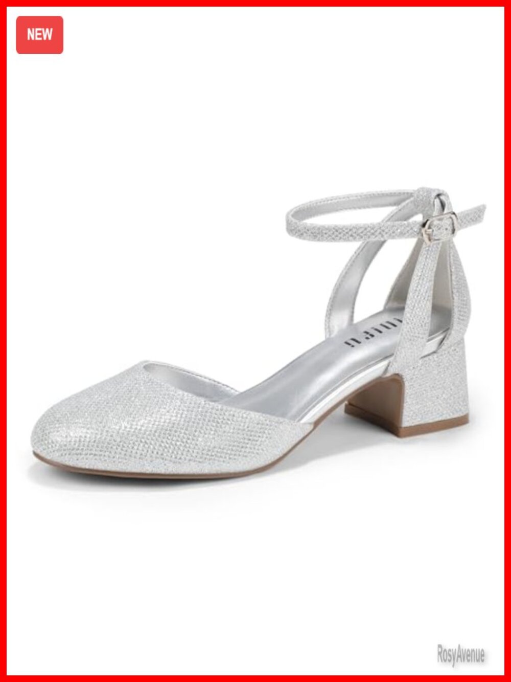 Women's Low Block Heel Pumps Closed Round Toe Ankle Strap Dressy Heels